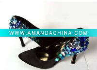 Wholesale ws-133 black evening shoes with blue diamond wedding shoes bride shoes party shoes