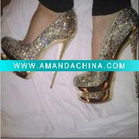 Wholesale cheap sexy double platform crystal shoes+dropship