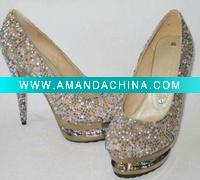 Wholesale ws-096 custom make crystal shoes wedding shoes bridal shoes evening shoes stage shoes rhinestones shoes high heel
