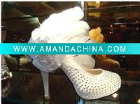 Wholesale ws-005 custom make rhinestones diamond high heel shoes, feather bridal wedding shoes
