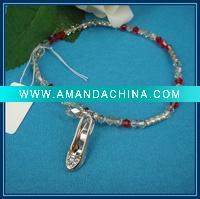 Wholesale Popular Crystal Fashion Anklets with Gold-Tone Pendant