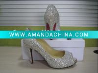 Wholesale Crystal wedding shoes , fashion bridal party high heel shoes