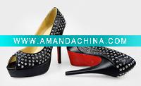 Wholesale Red bottom wedding shoe peep toe with studs