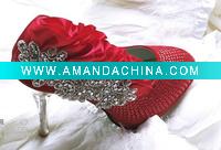 Wholesale ws-175 red shoes with silver crystals bridal wedding shoes