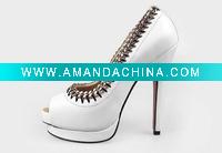 Wholesale white wedding shoe high heel peep toe