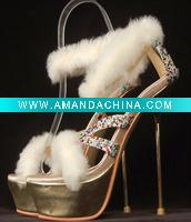 Wholesale Free shipping sexy white feather thick platform lady wedding shoes GL018
