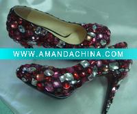 Wholesale ws-171 red diamond crystals bridal wedding shoes party shoes