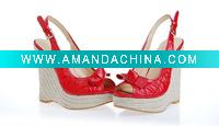 Wholesale hemp wedge shoe thick high heel for femme wedding