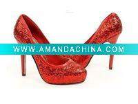 Wholesale ws-048 custom make red wedding shoes with shining beadings party shoes