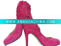 Wholesale ws-026 custom makes pink flower bridal wedding shoes,high heel evening shoes