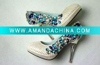 Wholesale ws-014 custom makes top level colorful crystals sequins bridal wedding shoes, high heel shoes