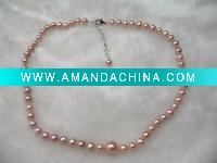 Wholesale reshwater pearl necklace & 925 silver line