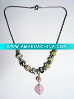 Wholesale fashion high quality colored glass beaded necklace