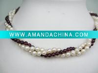 Wholesale freshwater pearl necklace pattern 3 lines