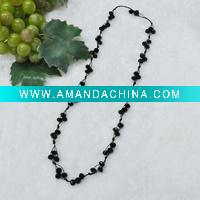 Wholesale cotton rope with facted black agate necklace