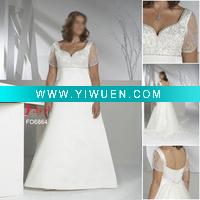 Wholesale 2010 New style Satin beading halter short sleeve Plus Size and extra size ivory Wedding Dress FO6864