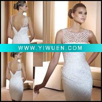 Wholesale F0439 New Design Mermaid Sleeveless Satin Bridal Dress