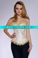 Wholesale yellow hot sexy overbust pattern corset lingerie