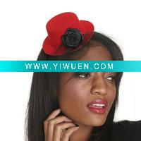 Wholesale Red Top Hat With Rose And Net Headband