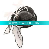 Wholesale Black Mesh White Feather Bow Cocktail Hat