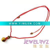 Wholesale 2011 fashion red rope & tiger eye stone necklace China jewelry