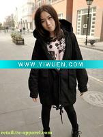 Wholesale lady's fashion lengthened frock zipper thick coat