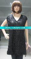 Wholesale black sequin tunic top sequin contrast tunic easy style - W005310