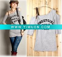 Wholesale 2011 newest fashion and hotsale new 100%cotton lady's casual printed letter t-shirt