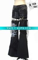 Wholesale PUNK RAVE Gothic unisex black trousers K-060