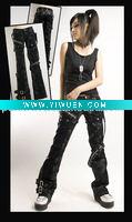 Wholesale PUNK RAVE unisex black trousers K-096