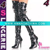 Wholesale Sexy Women's High Heel!Black Knee High Boots Heels Black Lace Up
