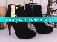 Wholesale 2011 new high heel shoes, sexy fashion high heel boots, plain design boots,high quality black leather boots