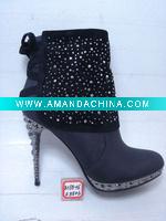 Wholesale fashion hot latest designer sexy high quality comfort high heel PU women shoes and boots
