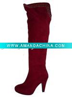 Wholesale sexy red color fashion lady boots with beaded style