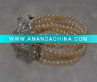 Wholesale Fresh water pearl and crystal bracelet