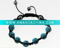 Wholesale Fashion Adjustable string Shamballa Blue Crystal Bracelet 21BDCS05