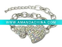 Wholesale Double heart crystal bracelet