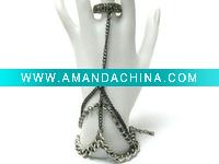 Wholesale Crystal ring and chain tied crystal bracelet set