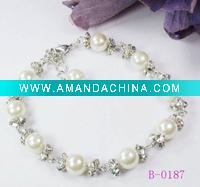 Wholesale 2011 new design fashion wedding bridal jewelry white pearl crystal bracelet