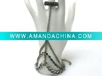 Wholesale Crystal ring and chain tied crystal bracelet set