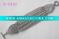 Wholesale 2011 new design fashion multi strand silver alloy chain crystal bracelet jewelry