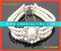 Wholesale Elegant Pearl Elastic Link Bracelet