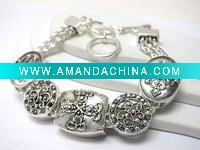 Wholesale Marcasite look filigree metal disk link bracelet
