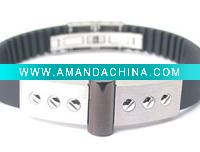 Wholesale 316L ID Stainless steel rubber bracelet