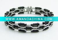 Wholesale 2011 stainless steel jewelry fashion stainless steel bracelet with rubber