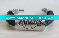 Wholesale fashion lakers leather alloy sports Bracelet,lakers fans favorite