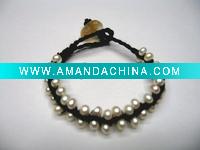 Wholesale Sports Pearl Bracelet/ Classical Black & White Color/ Agate Clasp