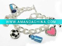 Wholesale Sports club theme miniature charm dangle toggle bracelet