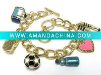 Wholesale Sports club theme miniature charm dangle toggle bracelet