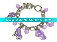 Wholesale Leisure sports charm and acrylic bead toggle bracelet